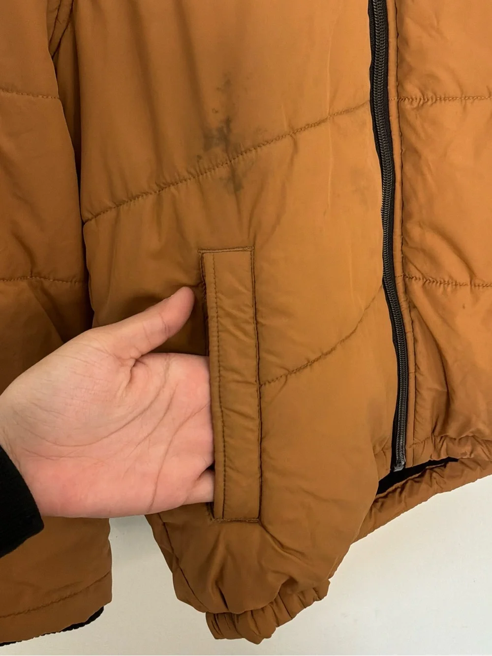 Timberland Youth Hooded Puffer Jacket | Brown Insulated Coat | Size Medium 10/12